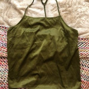Green Silk Halter Top